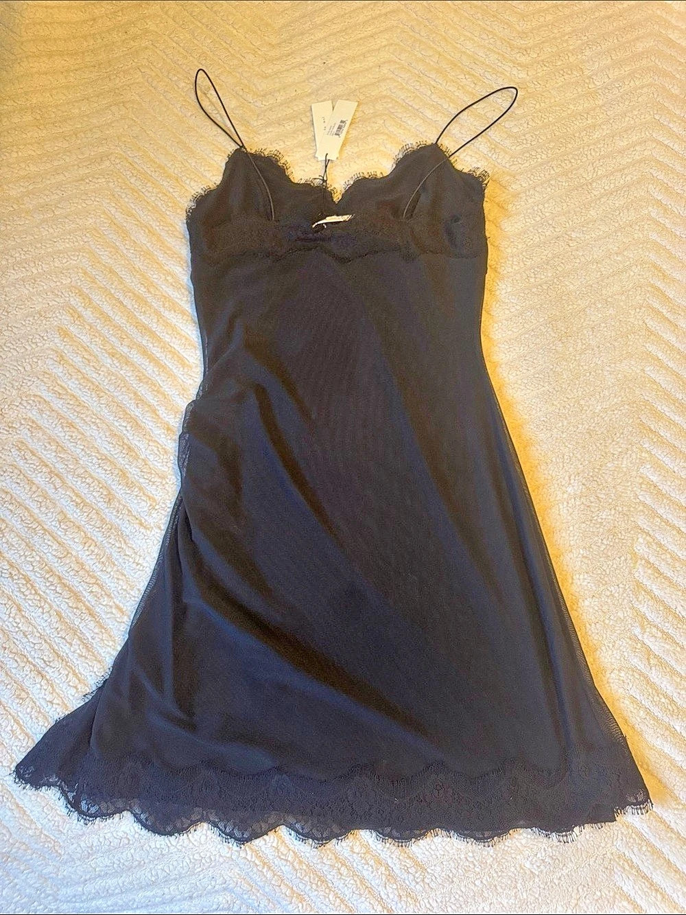 Fleur du Mal  Black Lace Trim Mini Dress Size Small NWT